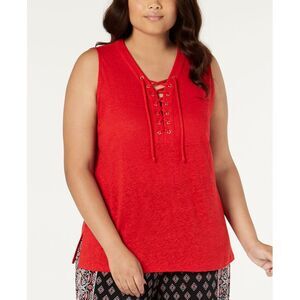 Plus Size Lace Up Tank Top